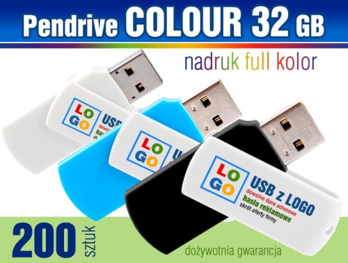 Pendrive COLOUR 32 GB z nadrukiem full kolor - komplet 200 szt.