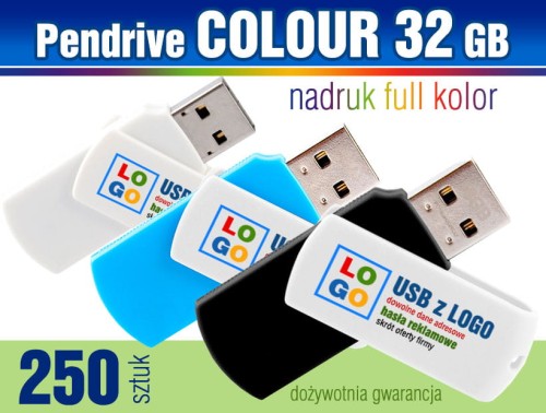 Pendrive COLOUR 32 GB z nadrukiem full kolor - komplet 250 szt.