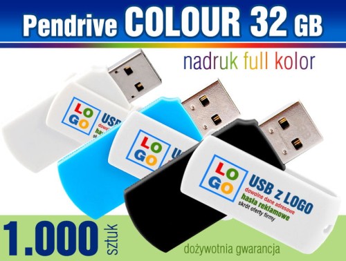 Pendrive COLOUR 32 GB z nadrukiem full kolor - komplet 1.000 szt.