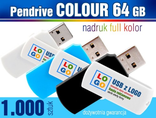 Pendrive COLOUR 64 GB z nadrukiem full kolor - komplet 1.000 szt.