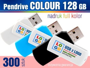 Pendrive COLOUR 128 GB z  nadrukiem - pakiet 300 szt.