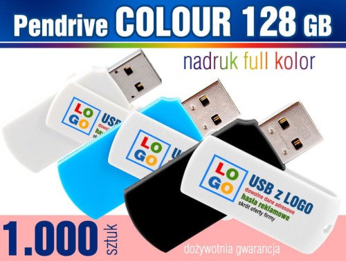 Pendrive COLOUR 128 GB z nadrukiem full kolor - komplet 1.000 szt.