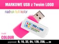 Pendrive COLOUR z nadrukiem full kolor - kolor obudowy: biało-różowy