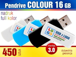Pendrive COLOUR 3.0, 16 GB z  nadrukiem - pakiet 450 szt.