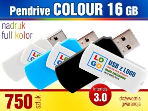 Pendrive COLOUR 3.0, 16 GB z  nadrukiem - pakiet 750 szt.