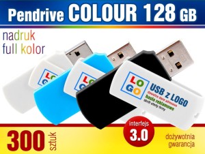Pendrive COLOUR 3.0, 128 GB z  nadrukiem - pakiet 300 szt.
