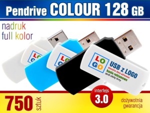 Pendrive COLOUR 3.0, 128 GB z  nadrukiem - pakiet 750 szt.