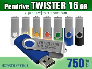 Pendrive TWISTER 16GB z  grawerem - pakiet 750 szt.