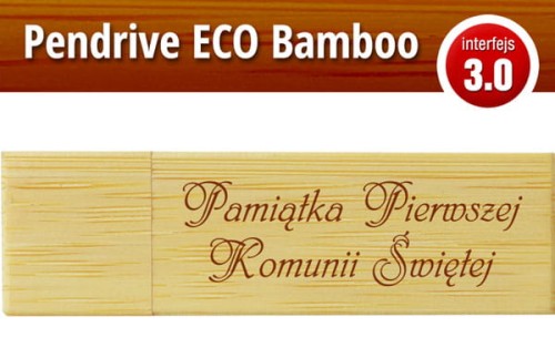 Pendrive okolicznościowy drewniany - Pierwsza Komunia Święta - PK 6013 EKO BAMBOO