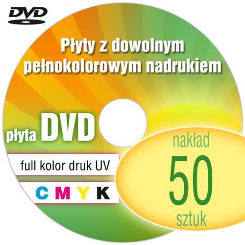 Płyty DVD z pełnokolorowym nadrukiem cyfrowym UV - 50 szt.