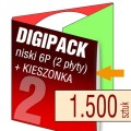 Digipacki niskie 6P - dwułamowe, na 2 płyty + KIESZONKA na książeczkę - druk pełnokolorowy - 1.500 szt.
