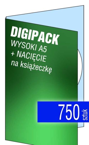 Digipacki WYSOKI A5 - jednołamowe, na 1 płytę + NACIĘCIE na książeczkę - druk cyfrowy pełnokolorowy - 750 szt.
