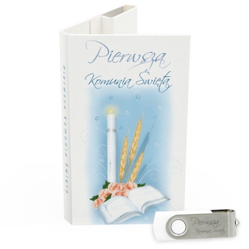 USB PACK - Pierwsza Komunia Święta - opakowanie komunijne + pendrive komunijny - wzór PK 6008 - Pamiątka Pierwszej Komunii Świętej