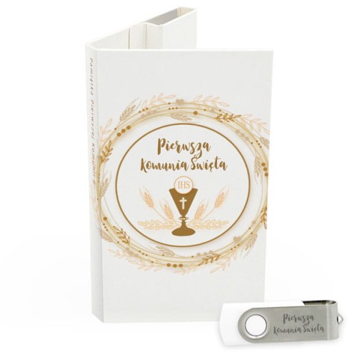 USB PACK - Pierwsza Komunia Święta - opakowanie komunijne + pendrive komunijny - wzór PK 6025 - Pamiątka Pierwszej Komunii Świętej