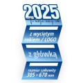 Plecki do kalendarzy trójdzielnych z wyciętym rokiem, napisem, logo