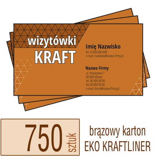 Wizytówki EKO KRAFT - w atrakcyjnej niskiej cenie - pakiet 750 szt.