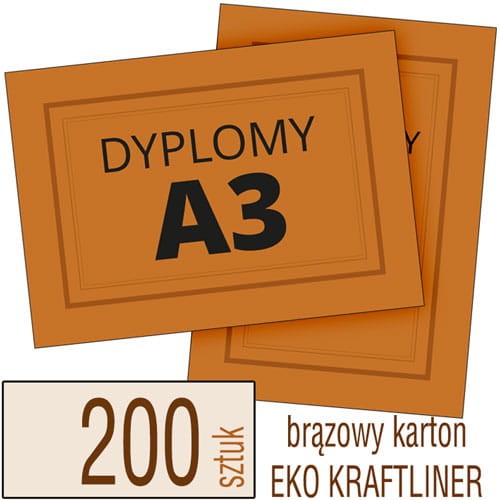 Dyplomy, Certyfikaty A3 Eko KRAFT - pakiet 200 sztuk