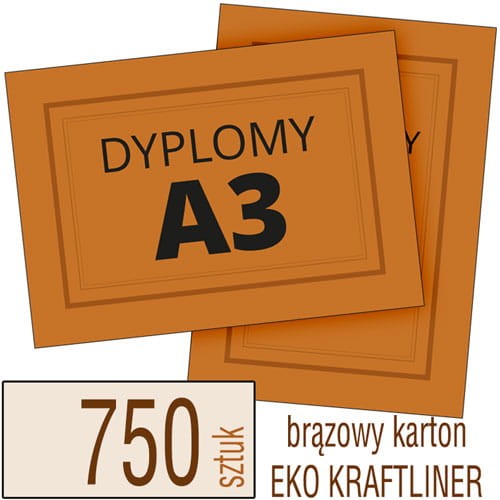 Dyplomy, Certyfikaty A3 Eko KRAFT - pakiet 750 sztuk