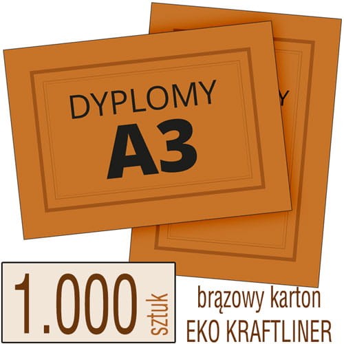 Dyplomy, Certyfikaty A3 Eko KRAFT - pakiet 1.000 sztuk