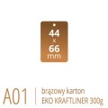 Metki A01 Eko KRAFT - 44x66 mm, brązowy karton Kraftliner 300g, druk full kolor CMYK