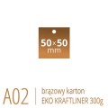 Metki A02 Eko KRAFT - 50x50 mm, brązowy karton Kraftliner 300g, druk full kolor CMYK