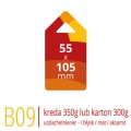 Metki B09 - 55x105 mm, kreda 350g lub karton Arktika 300g, druk full kolor CMYK