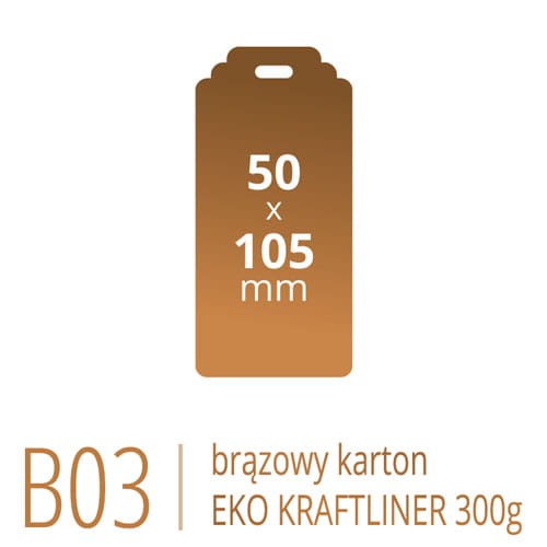 Metki B03 Eko KRAFT - 50x105 mm, brązowy karton Kraftliner 300g, druk full kolor CMYK