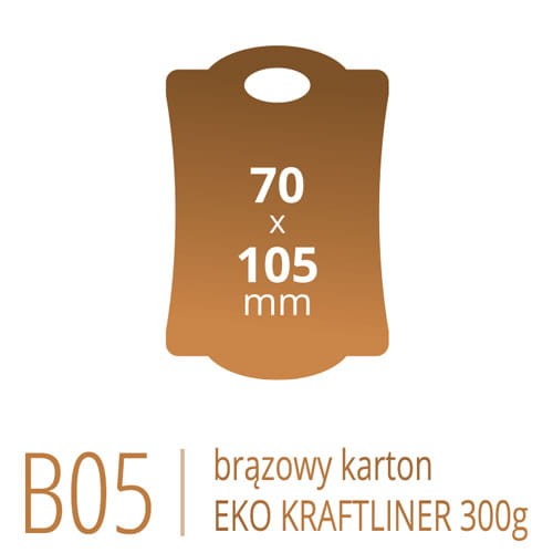 Metki B05 Eko KRAFT - 70x105 mm, brązowy karton Kraftliner 300g, druk full kolor CMYK