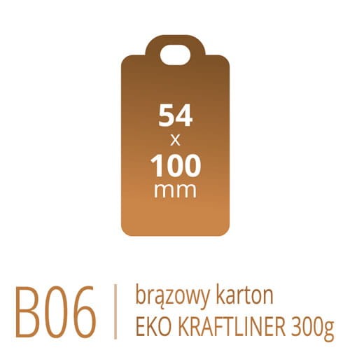 Metki B06 Eko KRAFT - 54x100 mm, brązowy karton Kraftliner 300g, druk full kolor CMYK