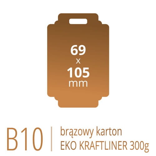 Metki B10 Eko KRAFT - 69x105 mm, brązowy karton Kraftliner 300g, druk full kolor CMYK