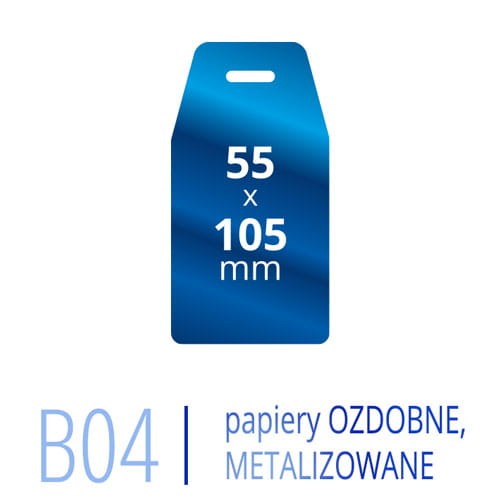 Metki B04 PRESTIGE - 55x105 mm, druk na papierach ozdobnych, metalizowanych, perłowych, itp.