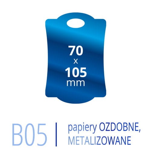 Metki B05 PRESTIGE - 70x105 mm, druk na papierach ozdobnych, metalizowanych, perłowych, itp.