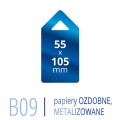 Metki B09 PRESTIGE - 55x105 mm, druk na papierach ozdobnych, metalizowanych, perłowych, itp.