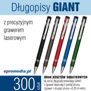 Długopisy GIANT z grawerem - pakiet 300 szt.