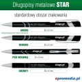 Długopisy metalowe STAR z grawerem laserowym - standardowe obszary znakowania