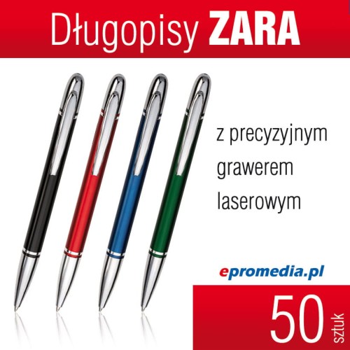 Długopisy metalowe ZARA z grawerem - komplet 50 szt.