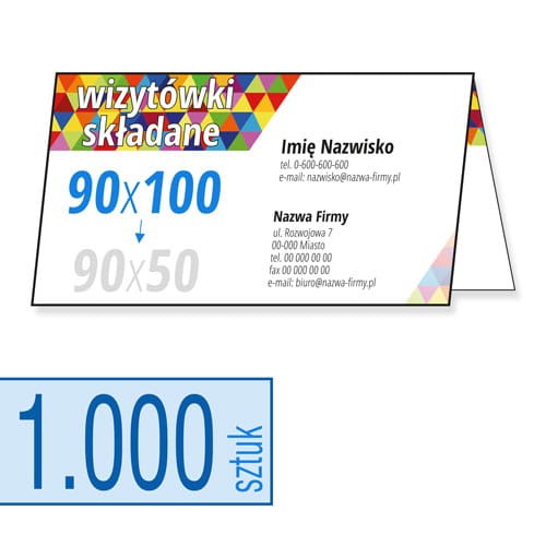 Wizytówki składane 90x100 do 90x50 mm - w atrakcyjnej niskiej cenie