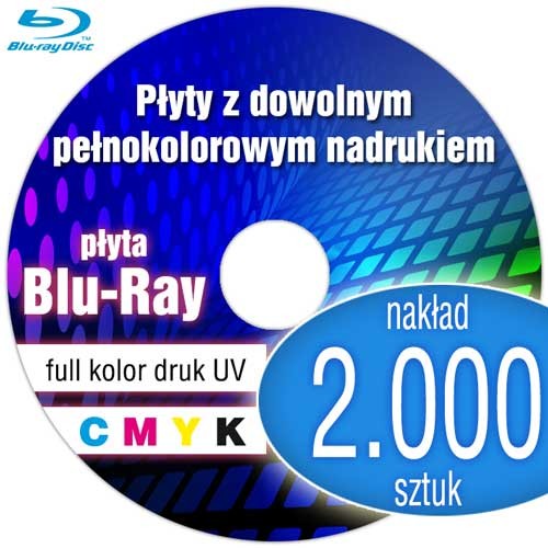 Płyty Blu-Ray z pełnokolorowym nadrukiem cyfrowym UV - 2.000 szt.