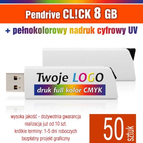 Pendrive CLICK 8 GB z nadrukiem full kolor - komplet 50 szt.