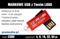 Pendrive CUBE 16 GB z grawerem - kolor czerwony (bordo)