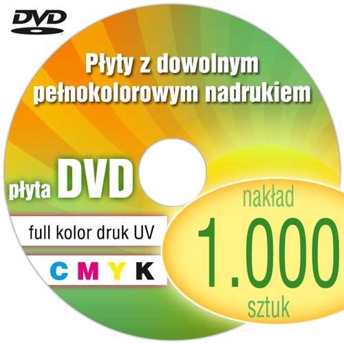 Płyty DVD z pełnokolorowym nadrukiem cyfrowym UV - 1.000 szt.