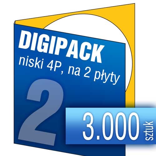 Digipacki niskie 4P - jednołamowe, na 2 płyty - druk cyfrowy pełnokolorowy - 3.000 szt.