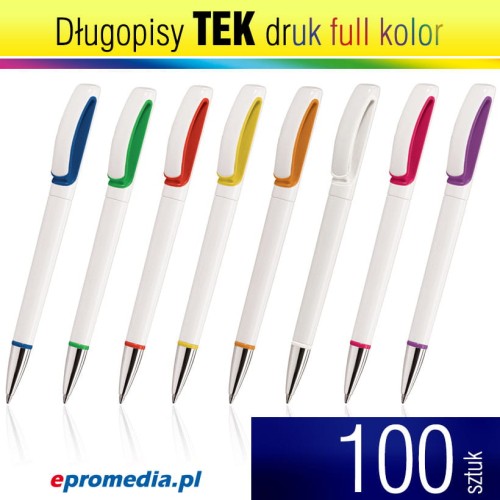 Długopisy TEK z nadrukiem pełnkolorowym - 100 szt.