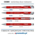 Długopisy Cosmo z grawerem - standardowe pola znakowania
