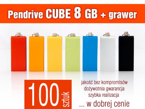 Pendrive CUBE 8 GB z grawerem - komplet 100 szt.