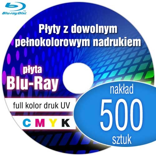Płyty Blu-Ray z pełnokolorowym nadrukiem cyfrowym UV - 500 szt.