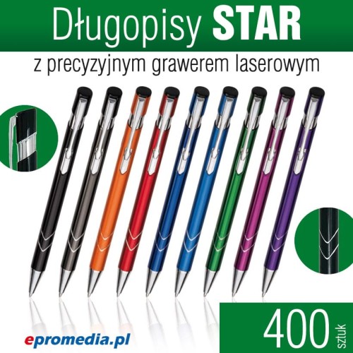 Długopisy metalowe STAR z grawerem laserowym - pakiet 400 szt.