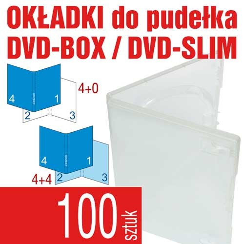 druk okładek pod folię do pudełka standardowego DVD-BOX oraz do pudełka DVD-SLIM