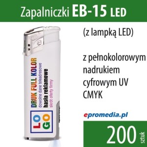 Zapalniczki EB-15 LED z nadrukiem - pakiet 200 szt.