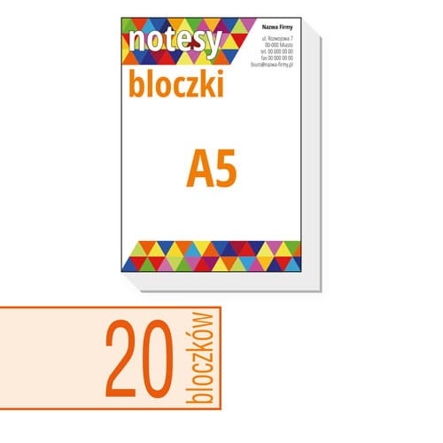 notesy reklamowe, bloczki reklamowe - A5 - ilość kartek w bloczku: do wyboru 25 / 50 / 100 kartek + plecki kartonowe